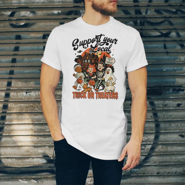 Support Your Local Trick Or Treaters Retro Spooky Nostalgia Unisex Jersey T-Shirt Support Your Local Trick Or Treaters Retro Spooky Nostalgia Unisex Jersey T-Shirt