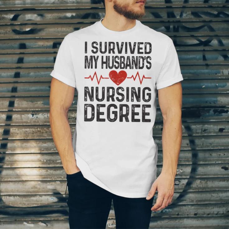 I Survived My Husband's Nursing Degree School Graduation Unisex Jersey T-Shirt