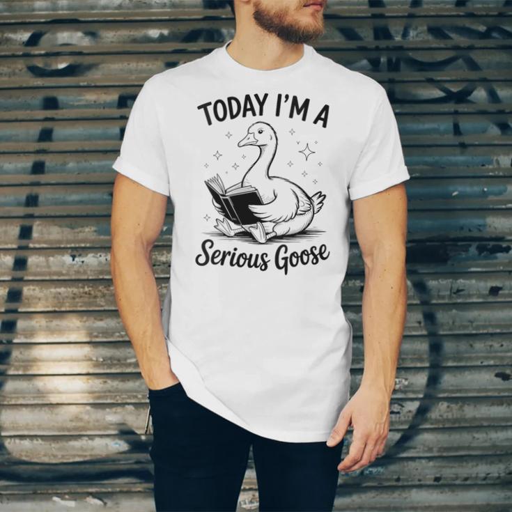 Today I'm A Serious Goose Animal Reading Book Lovers Unisex Jersey T-Shirt