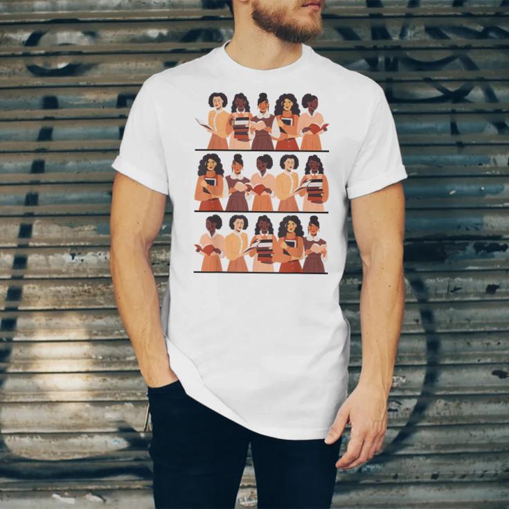 History Month Educated Black Women Girls Reading Books Unisex Jersey T-Shirt