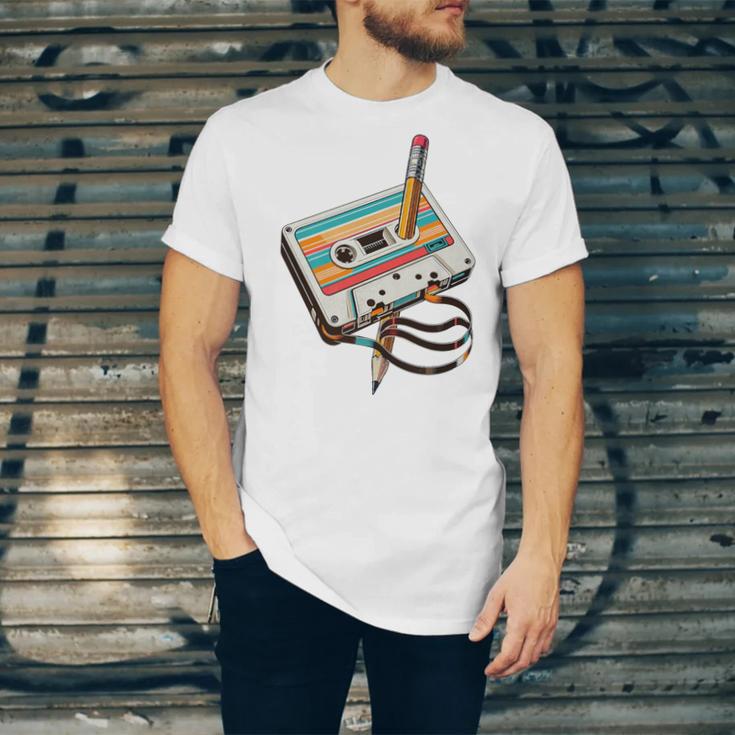 Vintage Cassette Tape And Pencil Nostalgia Party 70s 80s 90s Premium Unisex Jersey T-Shirt Vintage Cassette Tape And Pencil Nostalgia Party 70s 80s 90s Premium Unisex Jersey T-Shirt