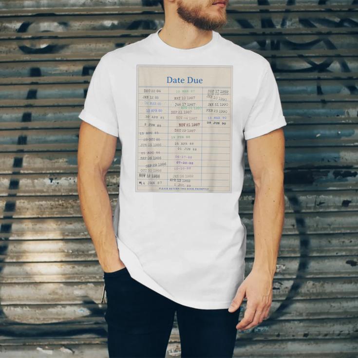 Vintage Library Due Date Card For Book Lovers Librarians Unisex Jersey T-Shirt Vintage Library Due Date Card For Book Lovers Librarians Unisex Jersey T-Shirt