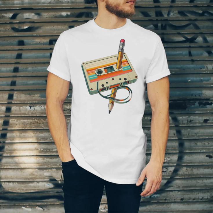 Vintage Pencil Rewind Cassette Tape Nostalgia Party 80s 90s Premium Unisex Jersey T-Shirt