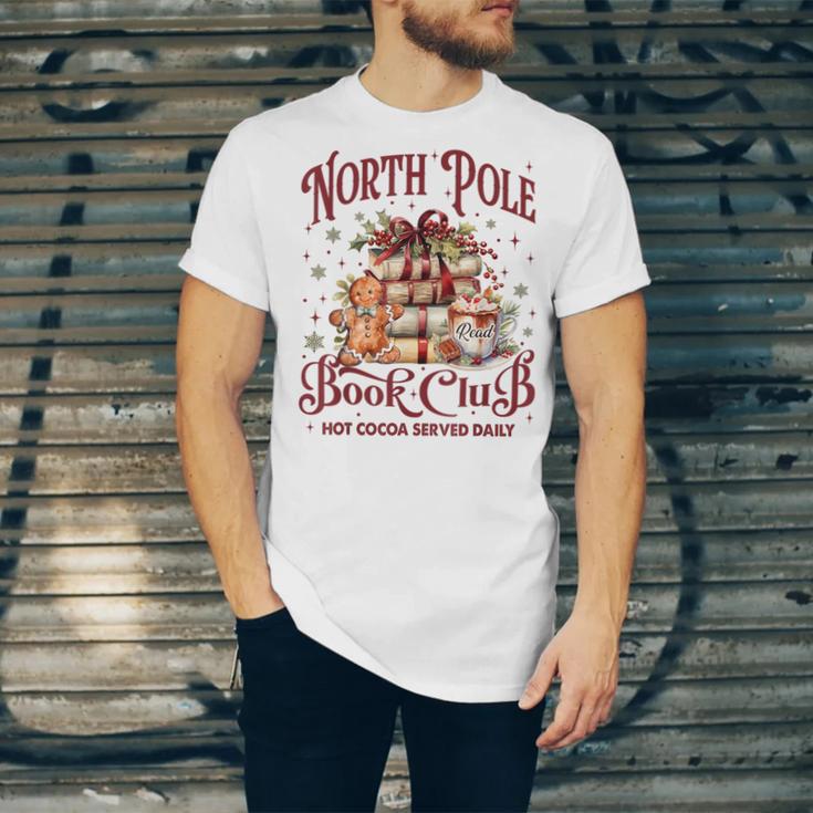 Vintage Retro North Pole Book Club Hot Cocoa Unisex Jersey T-Shirt