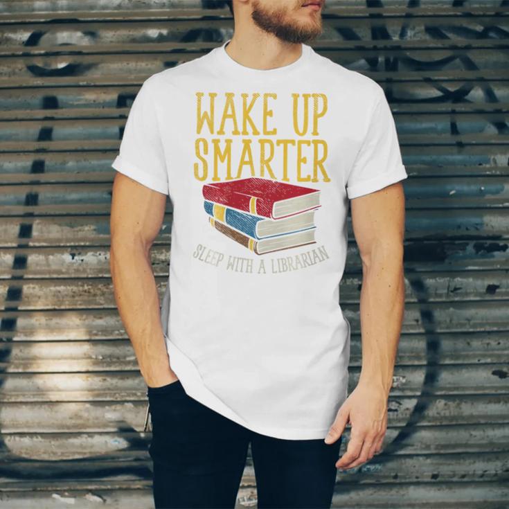Wake Up Smarter Librarian Book Stack Premium Tri-Blend Unisex Jersey T-Shirt