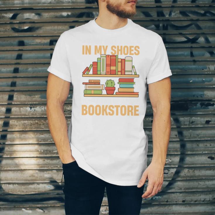 If You Walk A Mile In My Shoes You'Ll End Up At Bookstore Unisex Jersey T-Shirt