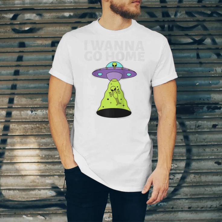 I Wanna Go Home Introvert UFO UAP Flying Saucer Trippy Alien Raglan Baseball Tee Unisex Jersey T-Shirt