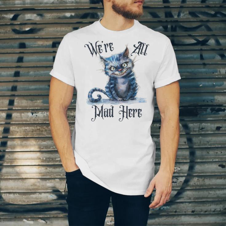 We'Re All Mad Here Cheshire Cat Alice Wonderland Book Kids Unisex Jersey T-Shirt