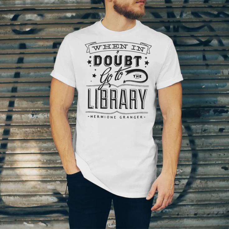 When In Doubt Go To The Library Teacher Vintage Book Lovers Unisex Jersey T-Shirt