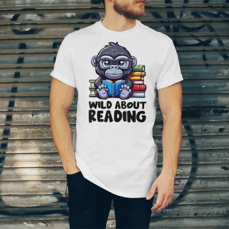 Wild About Reading Book Lover Gorilla Unisex Jersey T-Shirt
