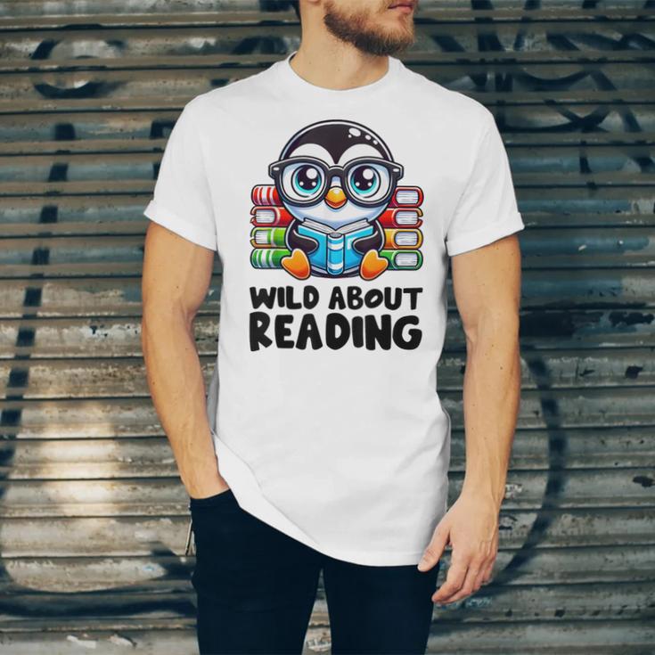 Wild About Reading Book Lover Penguin Unisex Jersey T-Shirt Wild About Reading Book Lover Penguin Unisex Jersey T-Shirt