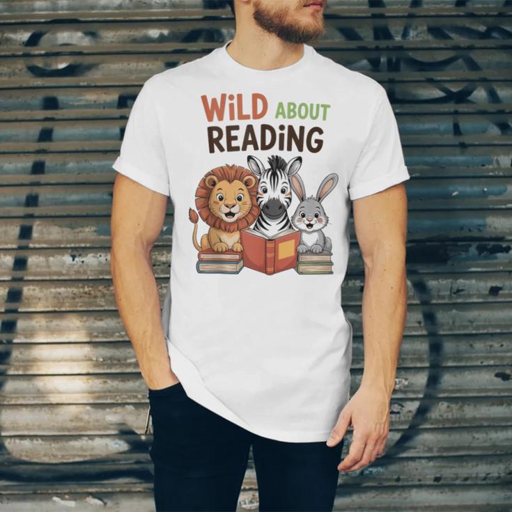 Wild About Reading Zoo Animals For Bookworm Book Reader Unisex Jersey T-Shirt Wild About Reading Zoo Animals For Bookworm Book Reader Unisex Jersey T-Shirt