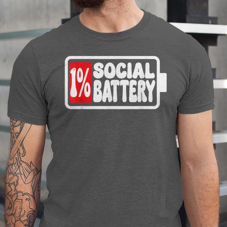 1 Social Battery Sarcastic Introverted Men Women Unisex Jersey T-Shirt