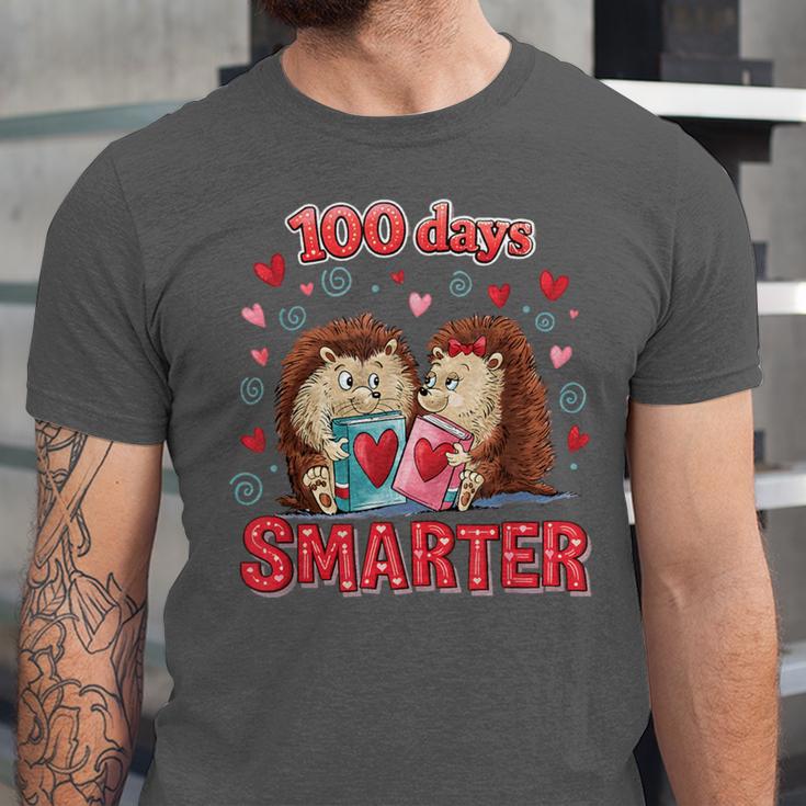 100 Days Smarter Shirt Cute Hedgehog Love Books School Tee Unisex Jersey T-Shirt