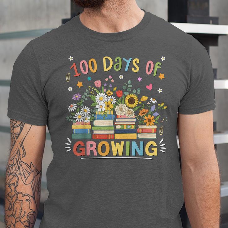 100th Day Of School Teacher Floral Books 100 Days Of Growing Unisex Jersey T-Shirt 100th Day Of School Teacher Floral Books 100 Days Of Growing Unisex Jersey T-Shirt