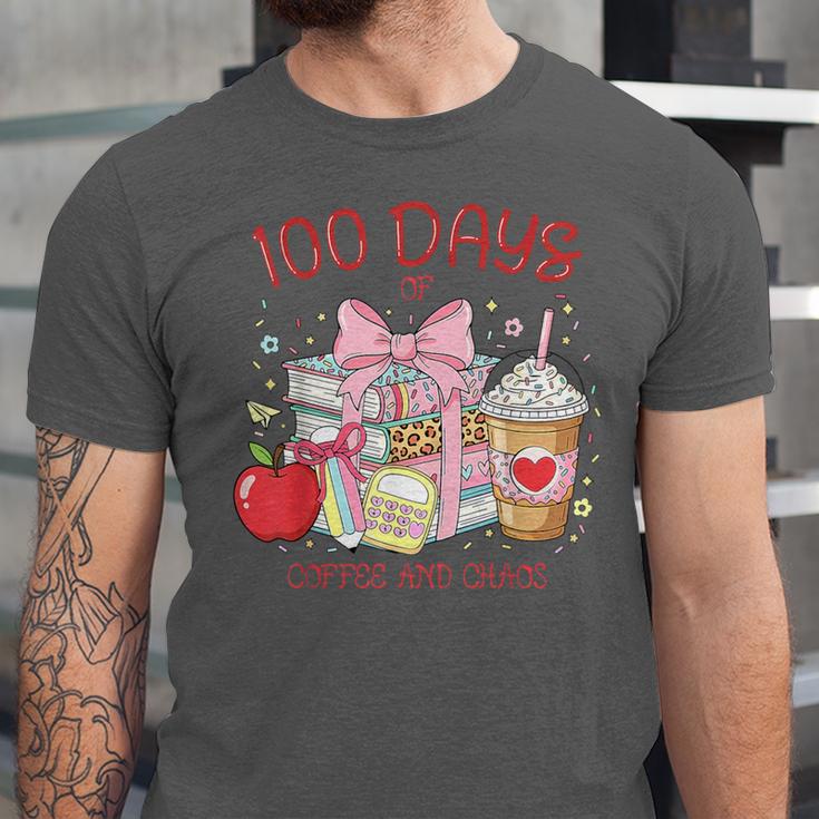 100th Day Of School Teachers 100 Days Of Coffee Chaos Books Unisex Jersey T-Shirt 100th Day Of School Teachers 100 Days Of Coffee Chaos Books Unisex Jersey T-Shirt