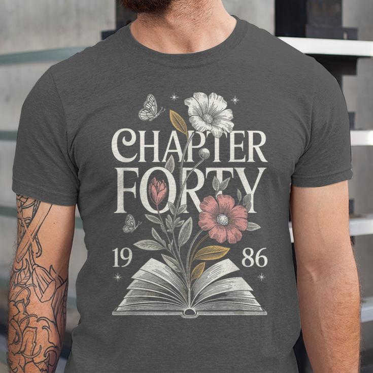 1986 Chapter Forty 40th Birthday Wildflower Book 40 Year Old Unisex Jersey T-Shirt