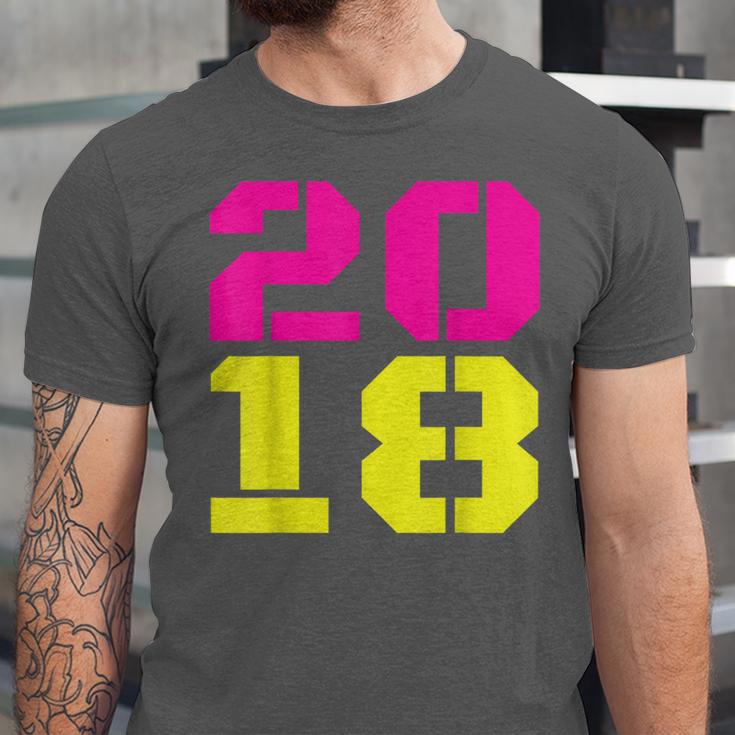 2018 Big Neon Numbers For The New Year Or Graduation Unisex Jersey T-Shirt