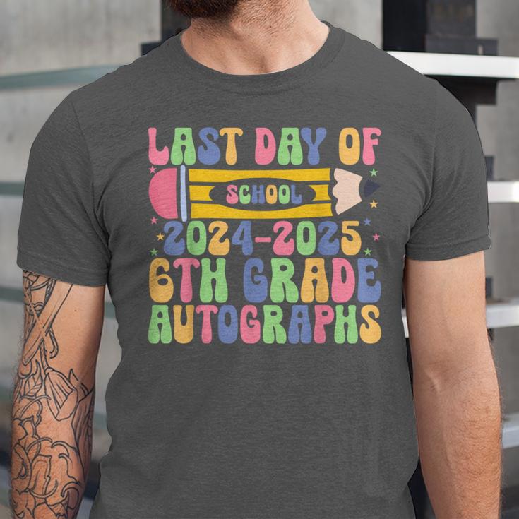 2025 Last Day Of School Autograph 6th Grade Graduation Unisex Jersey T-Shirt
