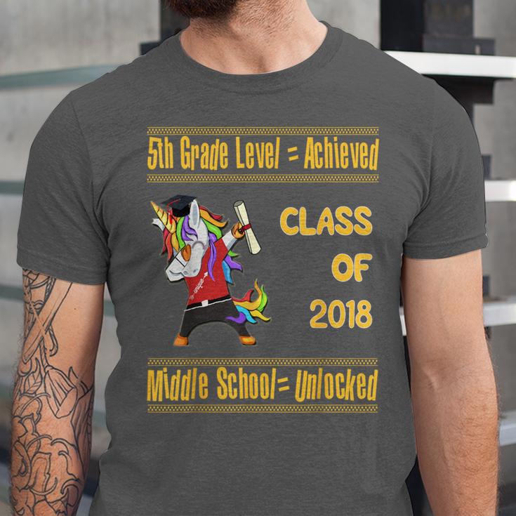 5th Grade Graduation Shirt Dabbing Unicorn Boys Class 2018 Unisex Jersey T-Shirt