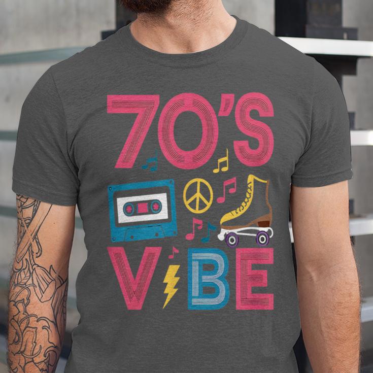 70s Retro Style Roller Skate Cassette Music Nostalgia Unisex Jersey T-Shirt