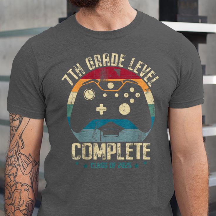 7th Grade Level Complete Gamer Class Of 2025 Graduation Boy Unisex Jersey T-Shirt