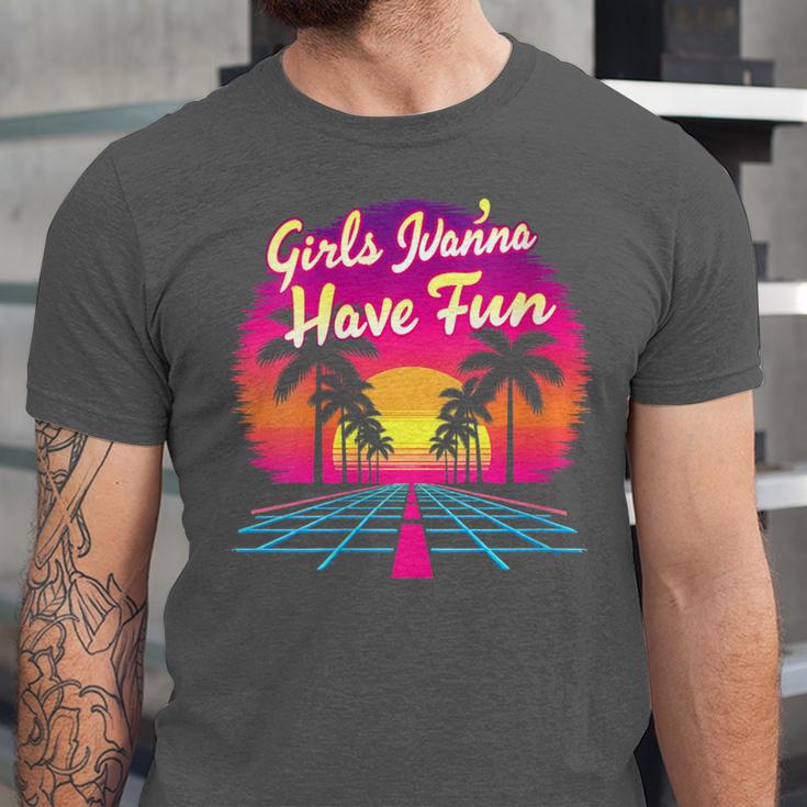 80s Fashion Girls Just Wanna Have Fun 1980s Nostalgia Unisex Jersey T-Shirt