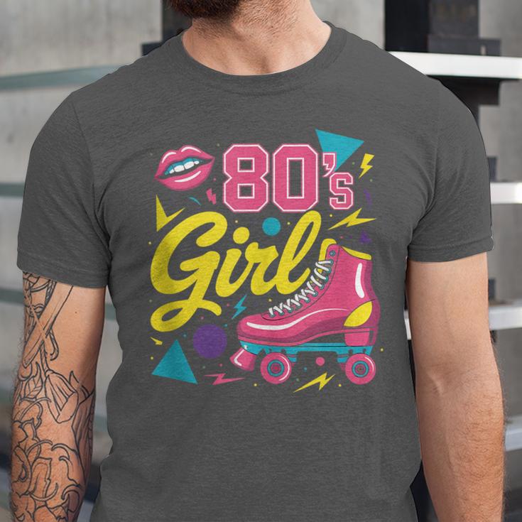 80's Girl Roller Skates Skating Eighties 1980s Nostalgia Unisex Jersey T-Shirt