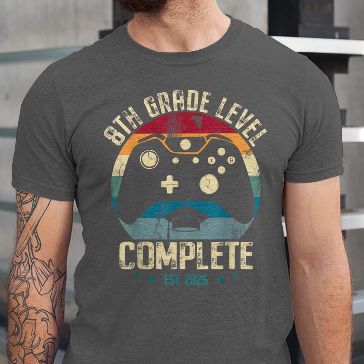 8th Grade Level Complete Gamer Class Of 2025 Graduation Boy Unisex Jersey T-Shirt