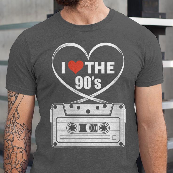 90s Nostalgia Cassette Heart Retro I Love The 90s Unisex Jersey T-Shirt