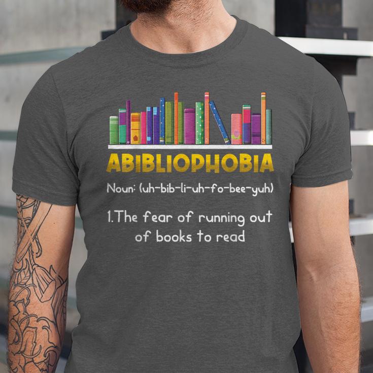 Abibliophobia Fear Of Running Out Of Books Read Book Unisex Jersey T-Shirt Abibliophobia Fear Of Running Out Of Books Read Book Unisex Jersey T-Shirt