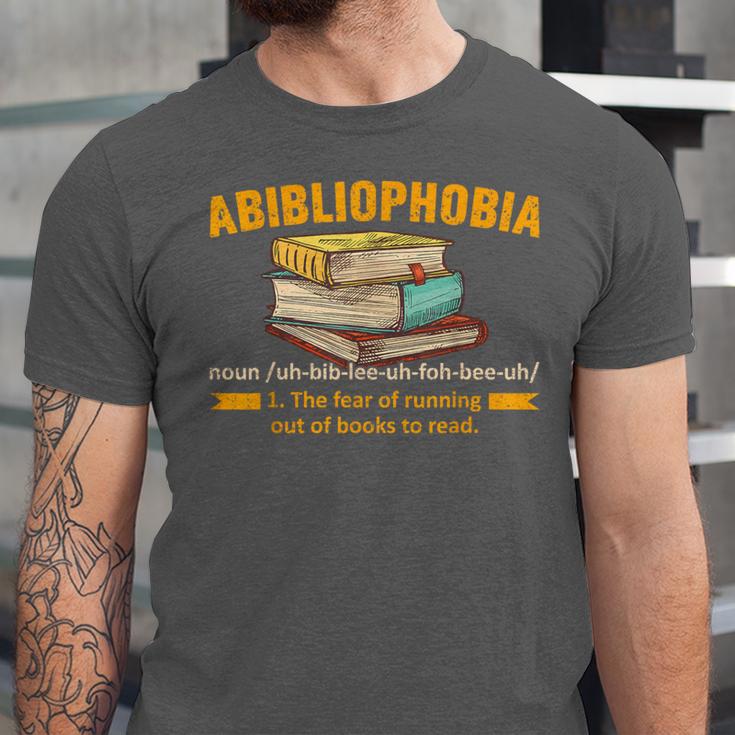 Abibliophobia Perfect For Young Book Lover Bookworm Reader Unisex Jersey T-Shirt