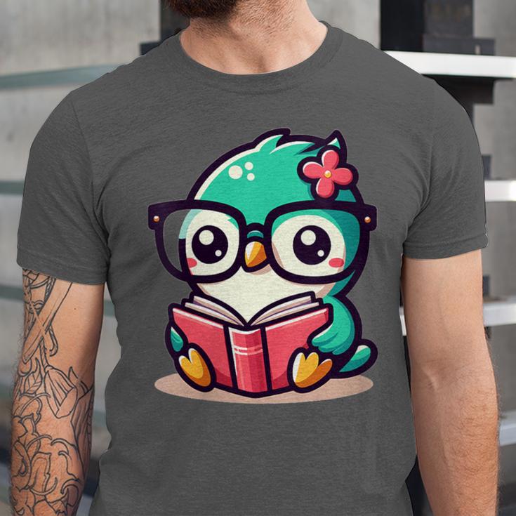 Adorable Book Lover Humming Bird With Reading Glasses Cute Unisex Jersey T-Shirt