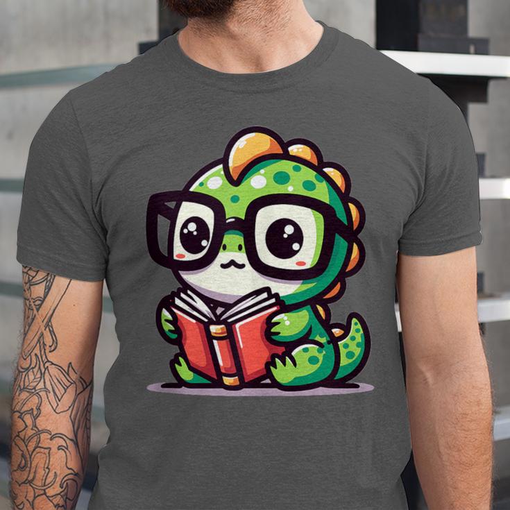 Adorable Book Lover Iguana With Reading Glasses Cute Unisex Jersey T-Shirt