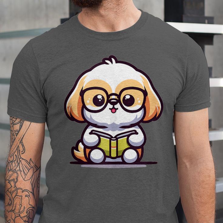 Adorable Book Lover Shih Tzu With Reading Glasses Cute Unisex Jersey T-Shirt Adorable Book Lover Shih Tzu With Reading Glasses Cute Unisex Jersey T-Shirt