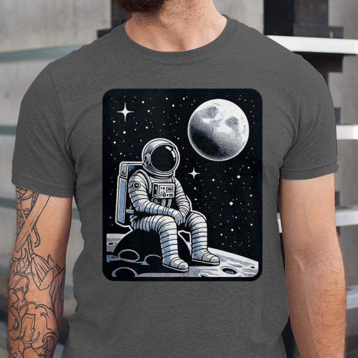 Aesthetic Spaceman Astronaut On The Moon Space Introvert Unisex Jersey T-Shirt Aesthetic Spaceman Astronaut On The Moon Space Introvert Unisex Jersey T-Shirt