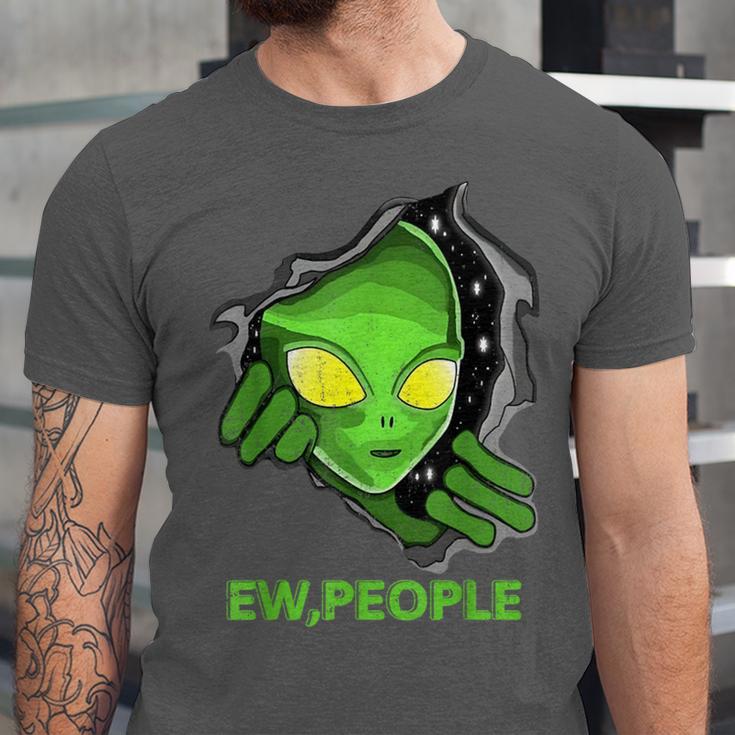 Alien Face Ew People UFO Introvert Meme Men Women Kids Unisex Jersey T-Shirt