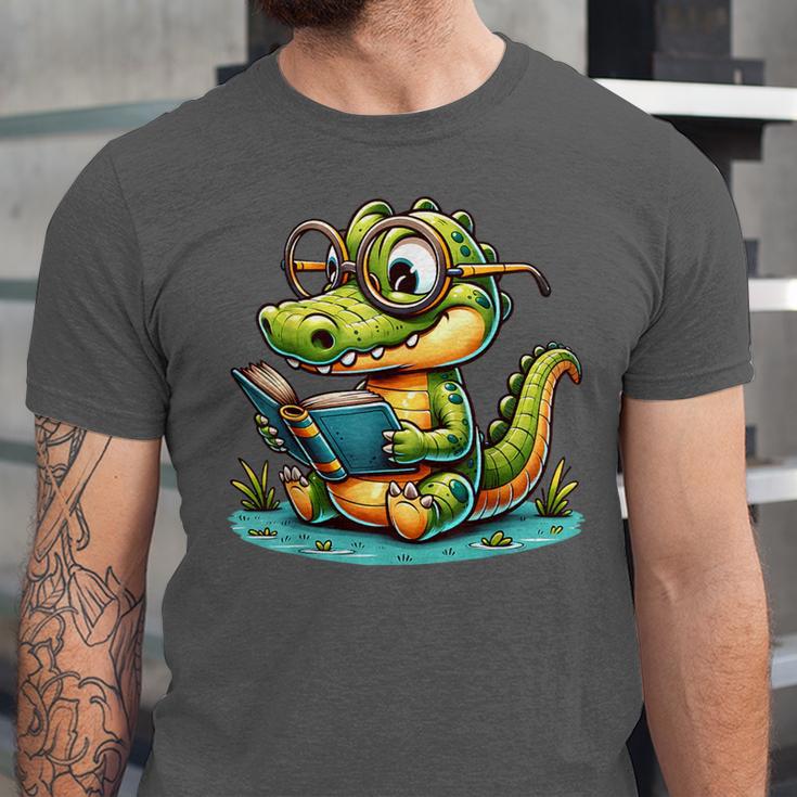 Alligator Reading a Book Animal Unisex Jersey T-Shirt Alligator Reading a Book Animal Unisex Jersey T-Shirt