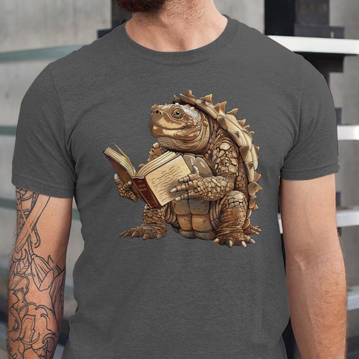 Alligator Snapping Turtle Reading A Book Unisex Jersey T-Shirt Alligator Snapping Turtle Reading A Book Unisex Jersey T-Shirt