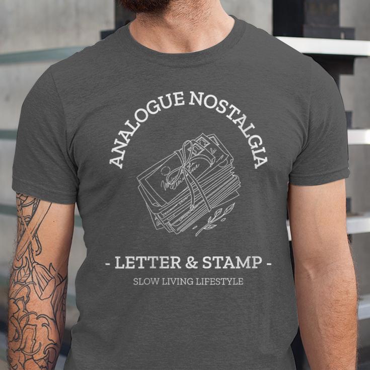 Analogue Nostalgia Letter & Stamp Graphic Unisex Jersey T-Shirt
