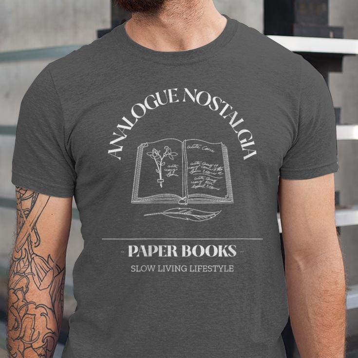 Analogue Nostalgia Paper Books Book Graphic Unisex Jersey T-Shirt Analogue Nostalgia Paper Books Book Graphic Unisex Jersey T-Shirt