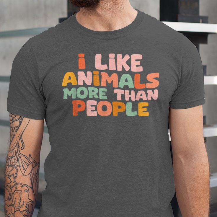 I Like Animals More Than People Sarcastic Introvert Unisex Jersey T-Shirt