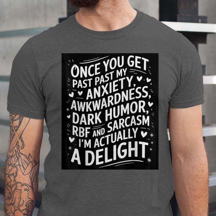 Anxiety Awkward Dark Humor Quote Introverts Sarcastic Unisex Jersey T-Shirt Anxiety Awkward Dark Humor Quote Introverts Sarcastic Unisex Jersey T-Shirt