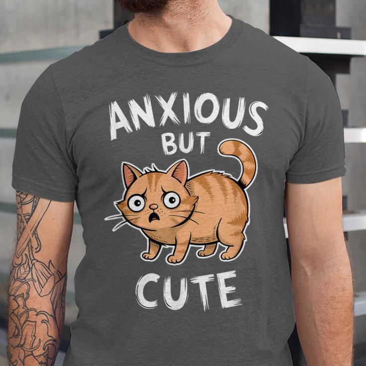 Anxious But Cute Anxiety Meme Cat Lover Introvert For Men Women Unisex Jersey T-Shirt Anxious But Cute Anxiety Meme Cat Lover Introvert For Men Women Unisex Jersey T-Shirt