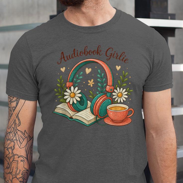 Audiobook Girlie Headphones Book Tea Love Unisex Jersey T-Shirt