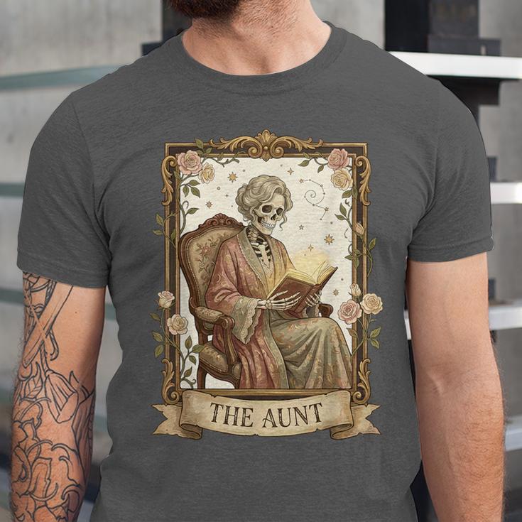 The Aunt Tarot Card Women Skeleton Aunty Book Lover Unisex Jersey T-Shirt