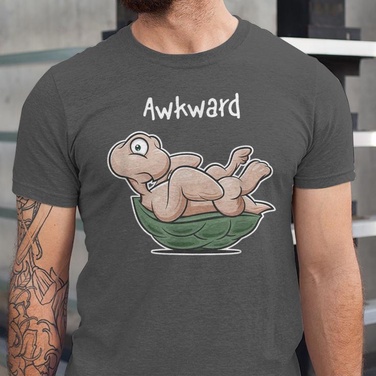 Awkward Turtle Upside Down Witty Comical Introvert Unisex Jersey T-Shirt Awkward Turtle Upside Down Witty Comical Introvert Unisex Jersey T-Shirt