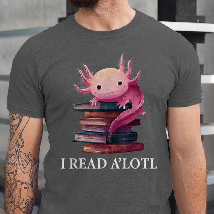 Axolotl Book Lover Librarian Reading Library Readers Unisex Jersey T-Shirt