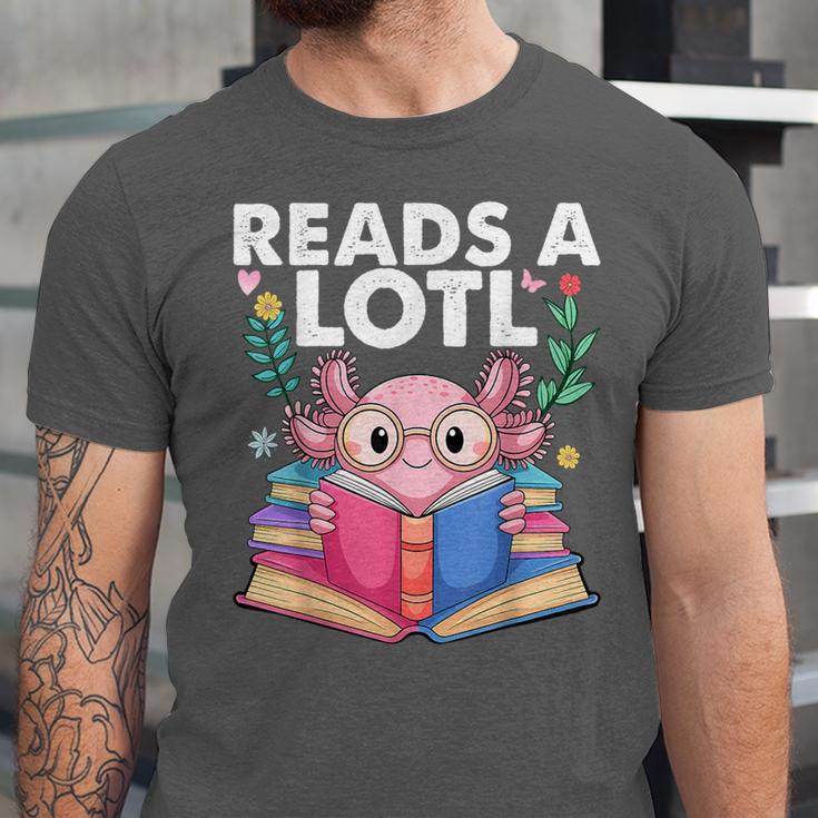 Axolotl Books Readsalotl Reading Bookworm Boys Girls Unisex Jersey T-Shirt