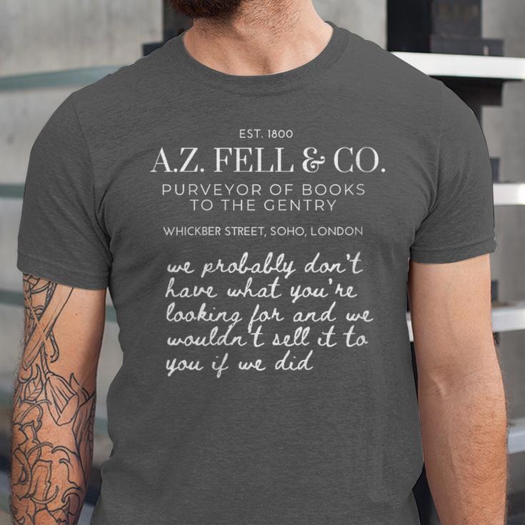 Aziraphale's Bookshop AZ Fell And Co Literary Antiquarian Unisex Jersey T-Shirt